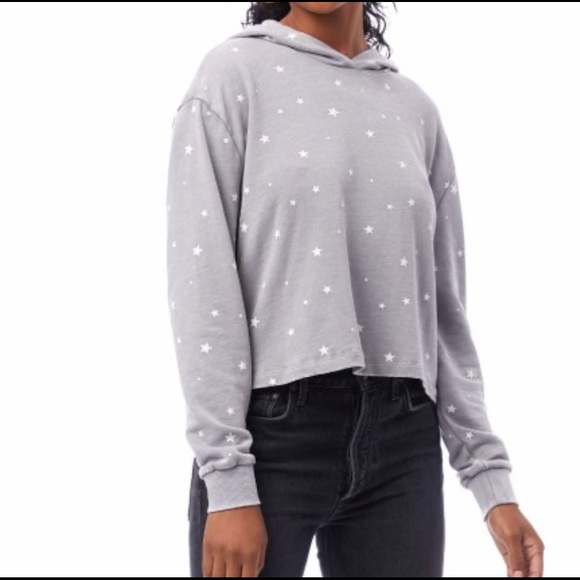 ALTERNATIVE APPAREL || French Terry Crop Pullover Hoodie in Gray Star - SZ Small - Picture 7 of 7